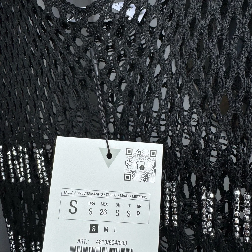NWT Zara Woman BEADED MESH DRESS Size S Small - Picture 11 of 12